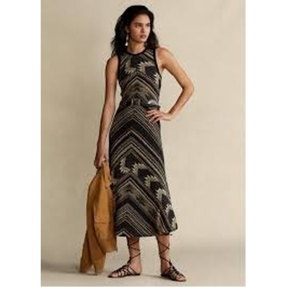 Polo Ralph Lauren Henley Maxi Dress S Southwestern‎ Whimsigoth Boho *FLAW*